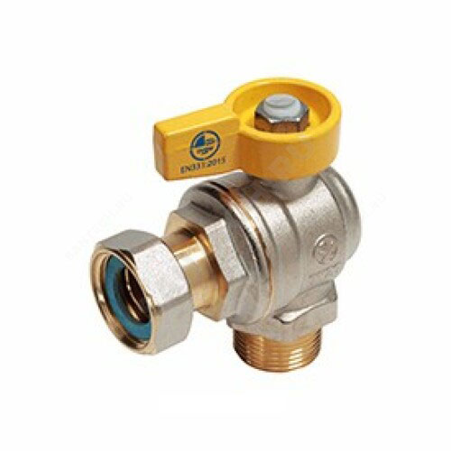 Кран шаровой латунь никель угловой R780 Ду 20 Ру16 НР/нак. гайка флажок Giacomini R780PGX034 Ду 20 мм