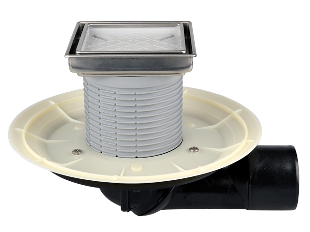 HL 80-3020 Трап для балконов и террас c декоративной решеткой под плитку Ду DN50/75 мм
