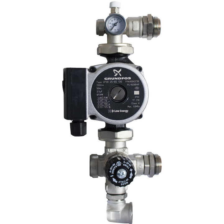 STOUT SDG-0120 Насосно-смесительный узел с термостатическим клапаном, Grundfos UPSO 25-65 130 SDG-0120-001002