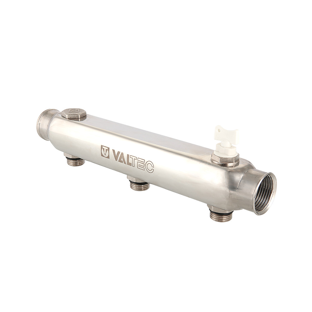 Коллектор из нержавеющей стали с межосевым расстоянием выходов 100 мм VALTEC VTc.510.SS.060402