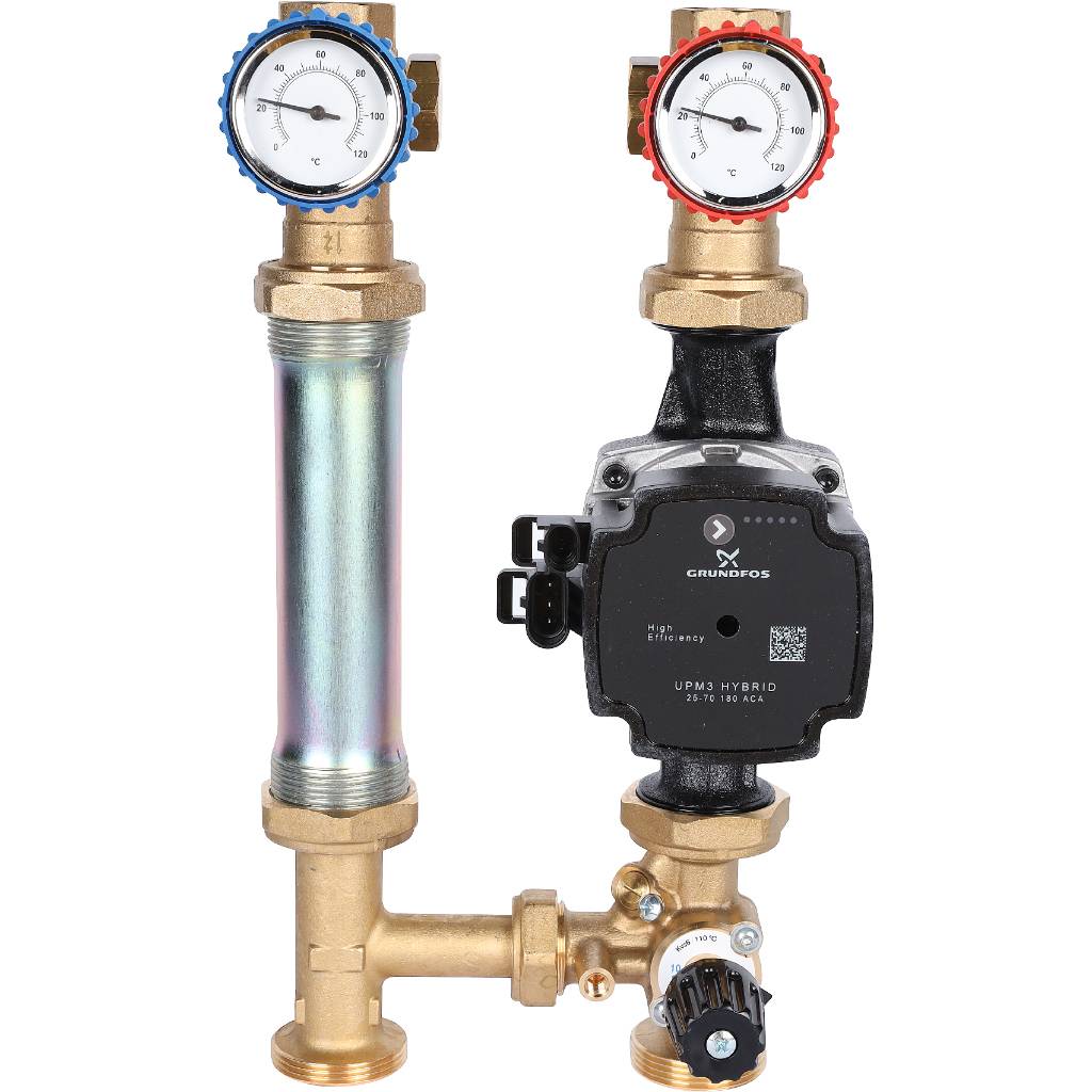 STOUT SDG-0007 Насосная группа с 3-х ходовым приводным смесителем 1" с насосом Grundfos UPM3 Hybrid 25-70 SDG-0007-002503