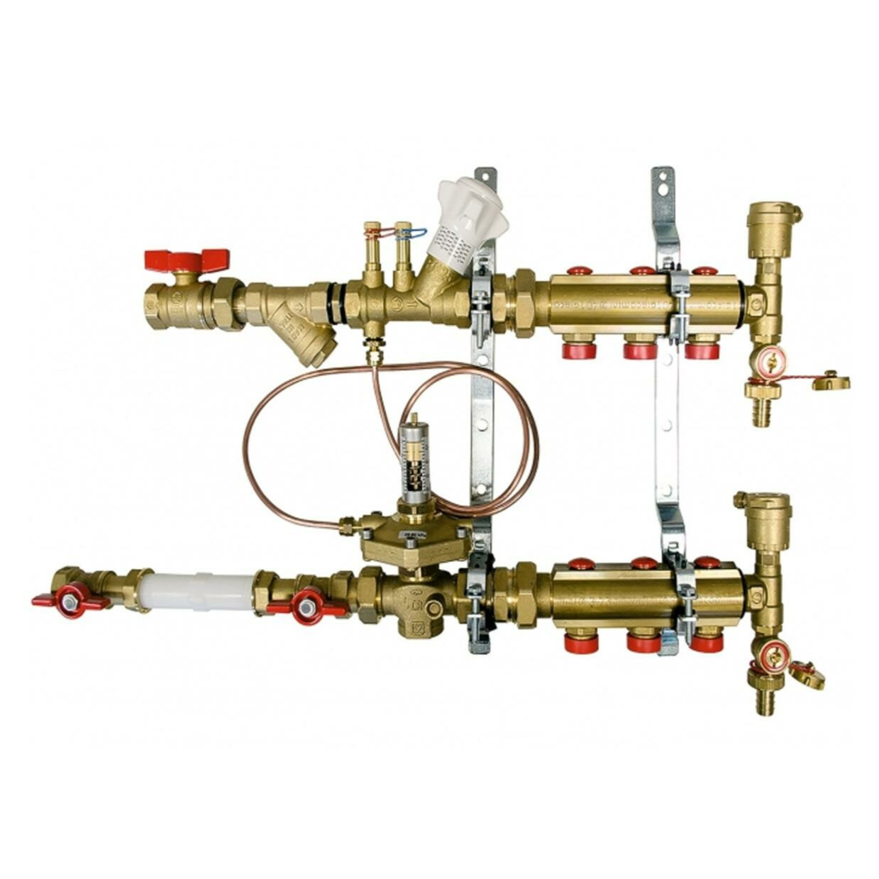 Узел коллекторный квартирный латунь для учёта расхода ТЭ GE550-R1 10 вых НР под адаптер с седлом 18мм Giacomini GE550Y200 040-0303