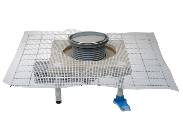 HL 80CR Трап для балкона с консолью из полполимербетона c круглой решеткой Ду DN50/75 мм