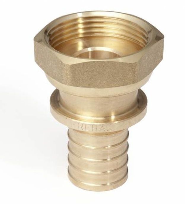 Муфта для PE-X бронза Дн 16х1/2" с накидной гайкой RAUTITAN RX+ Rehau 14563351001 (13660751001) Ду 16 мм