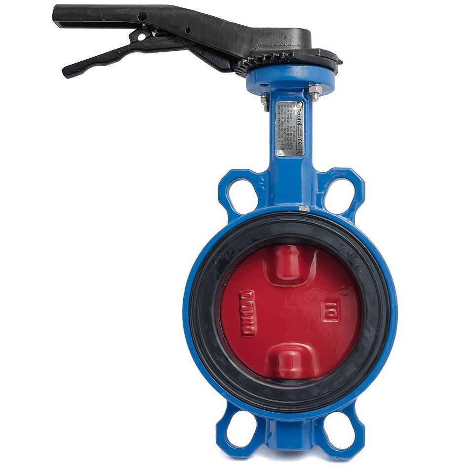 Затвор дисковый поворотный чугун VPI4448-02NI Ду 250 Ру16 межфл с рукояткой диск чугун манжета NBR Tecofi VPI4448-02NI0250 Ду 250 мм