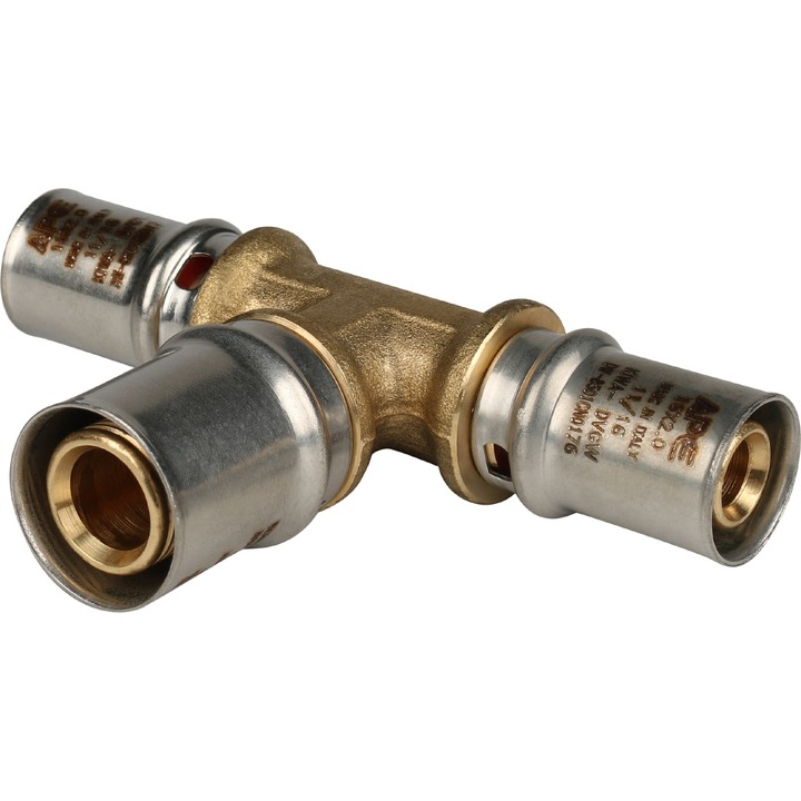 STOUT Тройник переходной 16x20x16 для металлопластиковых труб прессовой SPM-0001-101620