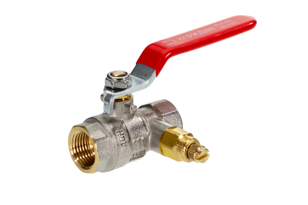 Ридан BVR-DR 065B8317RG — Кран шаровой ГОСТ59553-2021 PN40 DN20 с внутренней резьбой и спускным элементом; Т -20 °С...+110 °С; материал корпуса латунь Ду 20 (ГОСТ 28338) мм