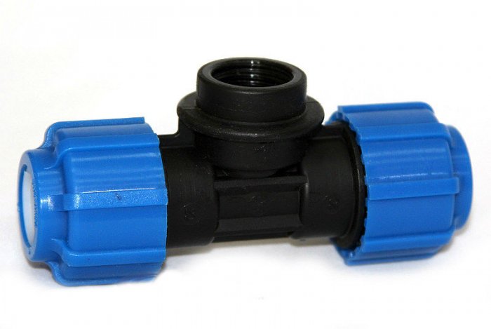 Тройник компрессионный ПЭ с внутренней резьбой (ВР)