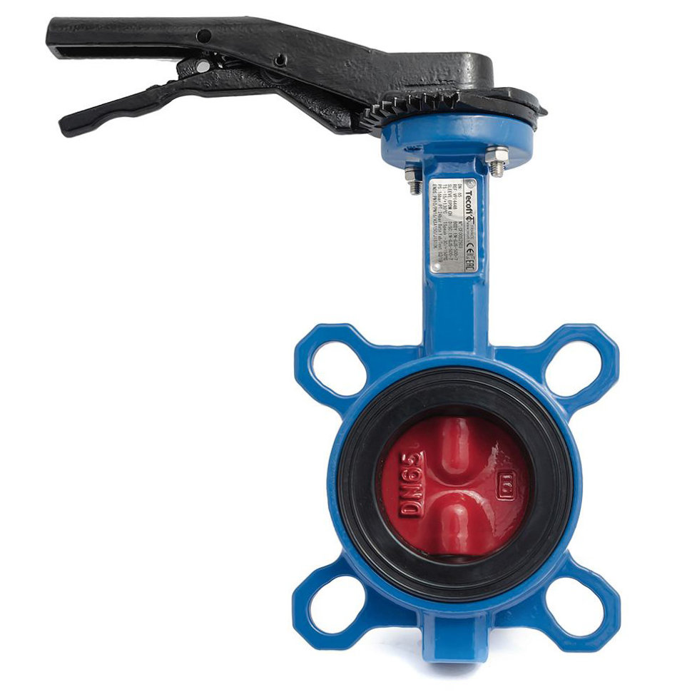 Затвор дисковый поворотный чугун VPI4448-02EP Ду 40 Ру16 межфл с рукояткой диск чугун манжета EPDM Tecofi VPI4448-02EP0040 Ду 40 мм