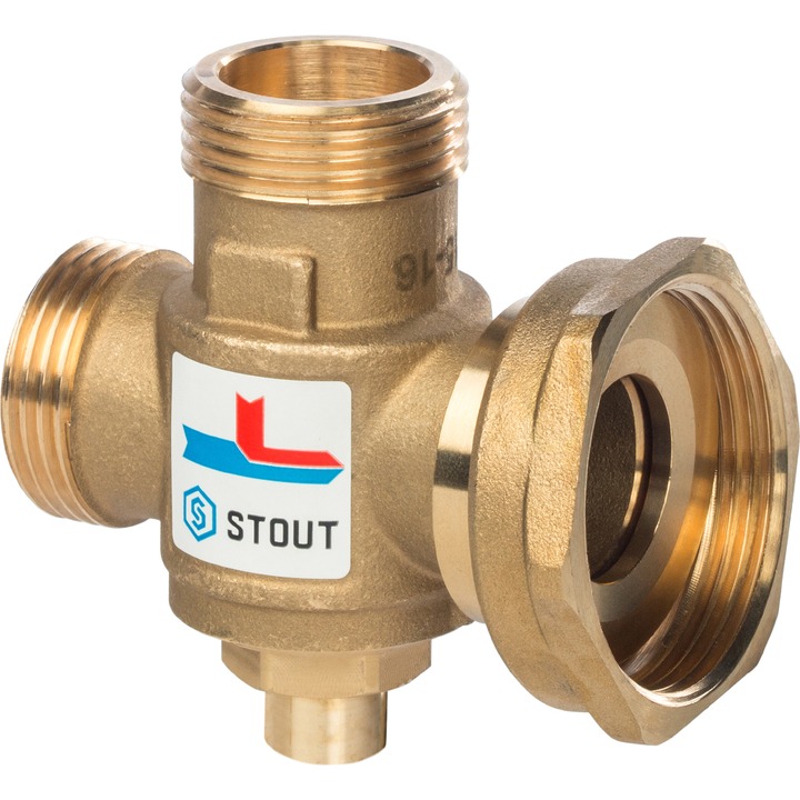 STOUT SVM-0050 Термостатический смесительный клапан G 1"М-G 1"1/2F-G 1"M 60°С SVM-0050-326005