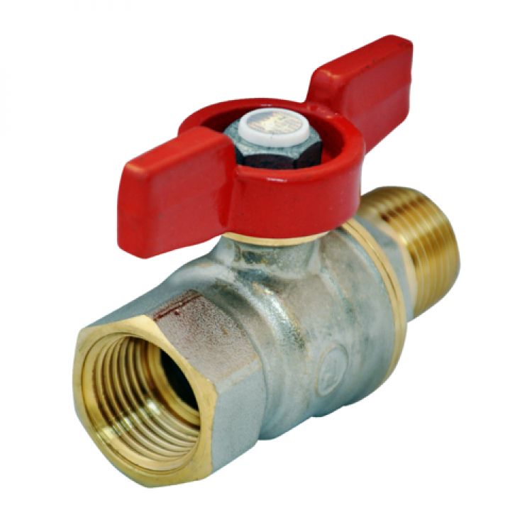 Кран шаровой латунь никель R914 Ду 10 Ру42 ВР/НР полнопроходной бабочка Giacomini R914X022 Ду 10 мм