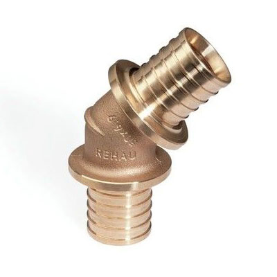 Угольник для PE-X бронза Дн 50х45гр RAUTITAN RX+ Rehau 14563091001 Ду 50 мм