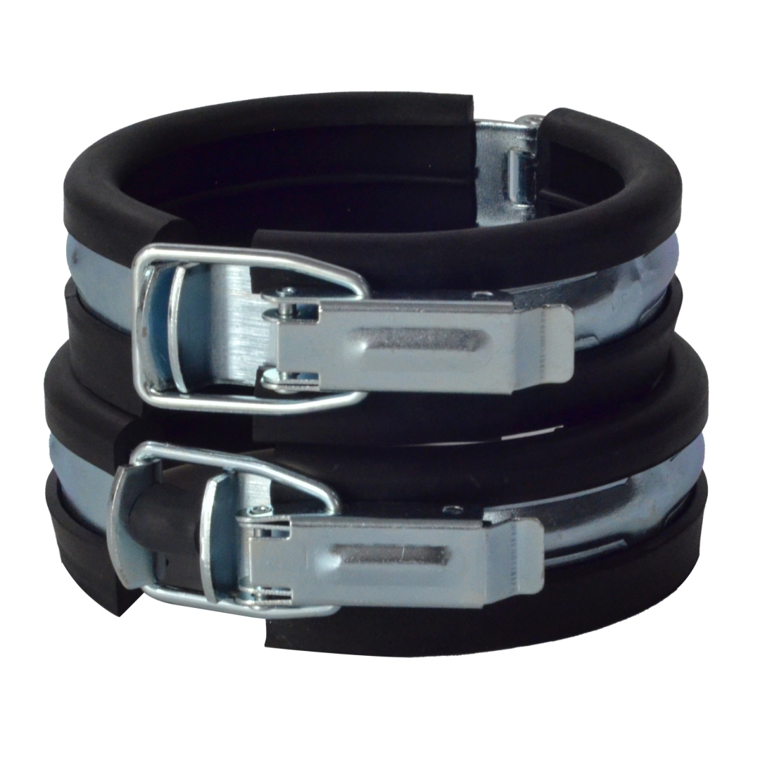 Хомут крепежный сталь оц с резиновой прокладкой Дн 110 М8/М10 с защелкой б/к Rehau 11220141200 013-2712 Ду Дн 110 мм