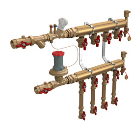 Узел коллекторный этажный латунь Ду 40 для учёта расхода ТЭ GE553-B3 1 1/4" 2 вых 1/2" Giacomini GE553Y742 040-5107 Ду 40 мм
