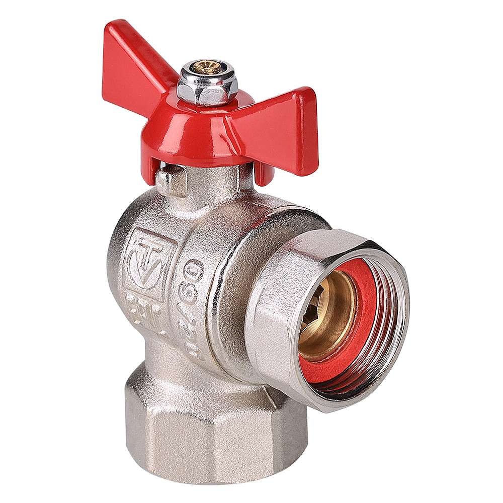 Кран шаровой угловой с накидной гайкой и внутренней резьбой (короткий) VALTEC VT.266.NS.0505