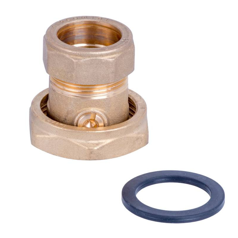 Соединение для подключения насоса латунь 1 1/2"- труба медная D=28мм с шаровым краном R252 Giacomini R252Y004 127-6139 Ду 1 1/2"х28 мм