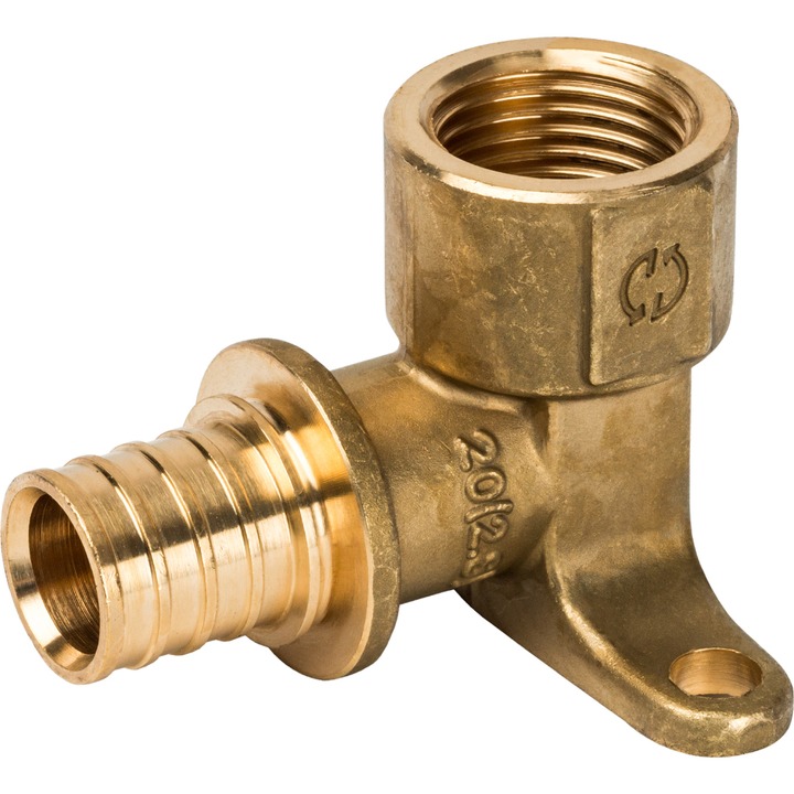 STOUT Угольник настенный с креплением 20xRp 1/2" для труб из сшитого полиэтилена аксиальный SFA-0020-000020