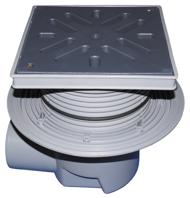 HL 615L Дворовый трап (гориз.выпуск) с решеткой из ПП (до 1,5т) Ду DN110 мм