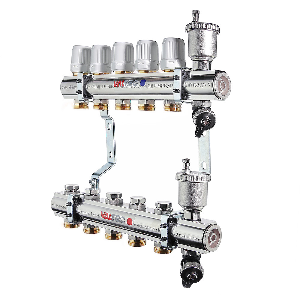 Коллекторный блок латунный c термостатическими и балансировочными клапанами VALTEC VTc.594.EMNX.0706