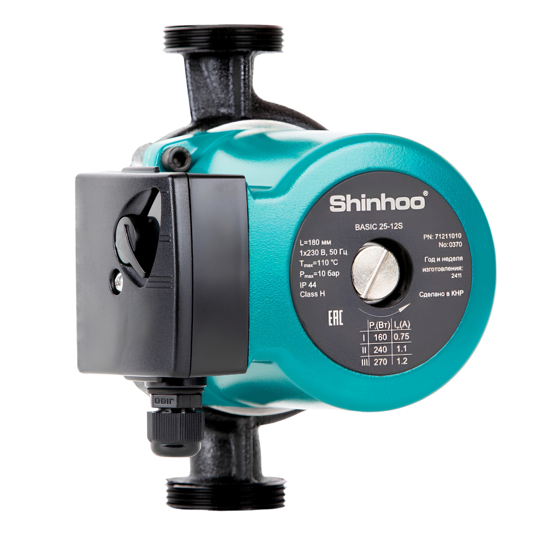 Насос циркуляционный с мокрым ротором BASIC 25-12S PN10 1х230В/50 Гц Shinhoo 71211010 215-3570