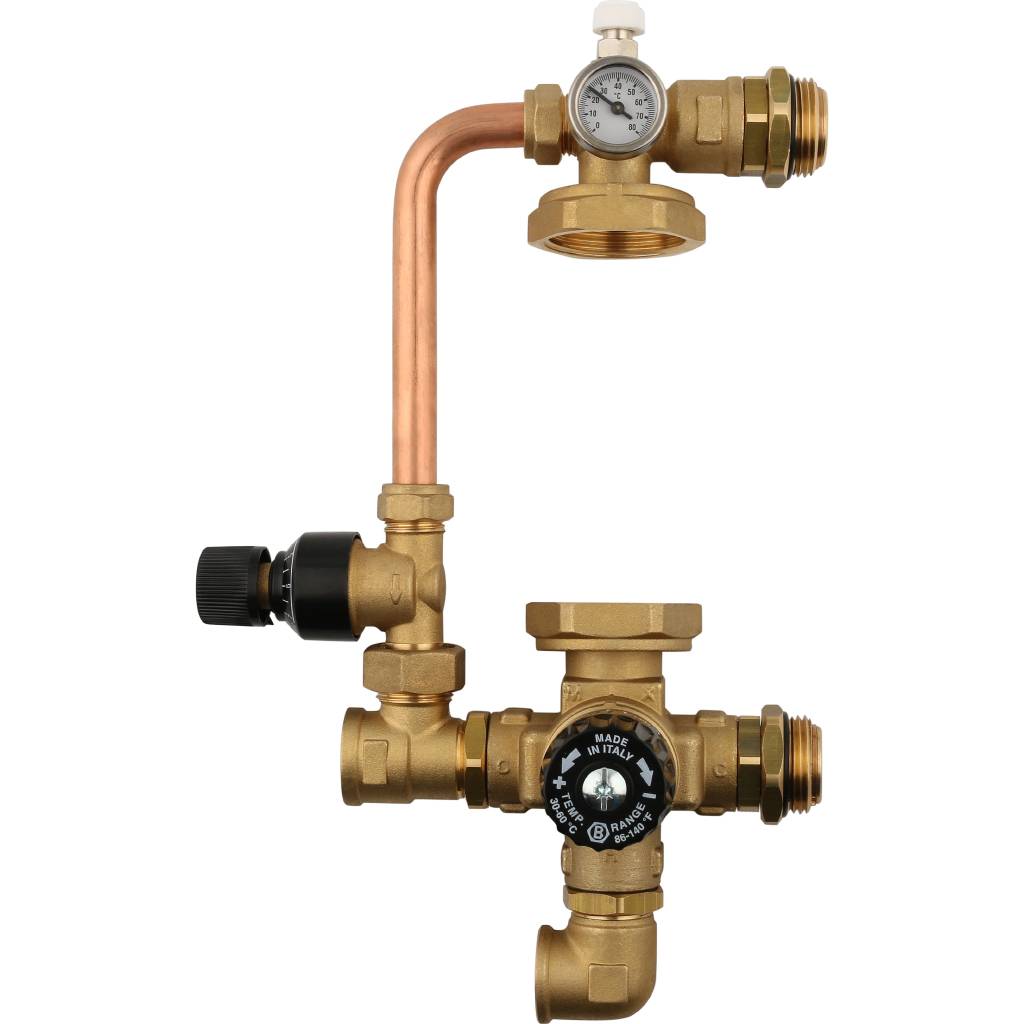 STOUT Насосно-смесительный узел с термостатическим клапаном и байпасом, без насоса *SDG-0020-002000