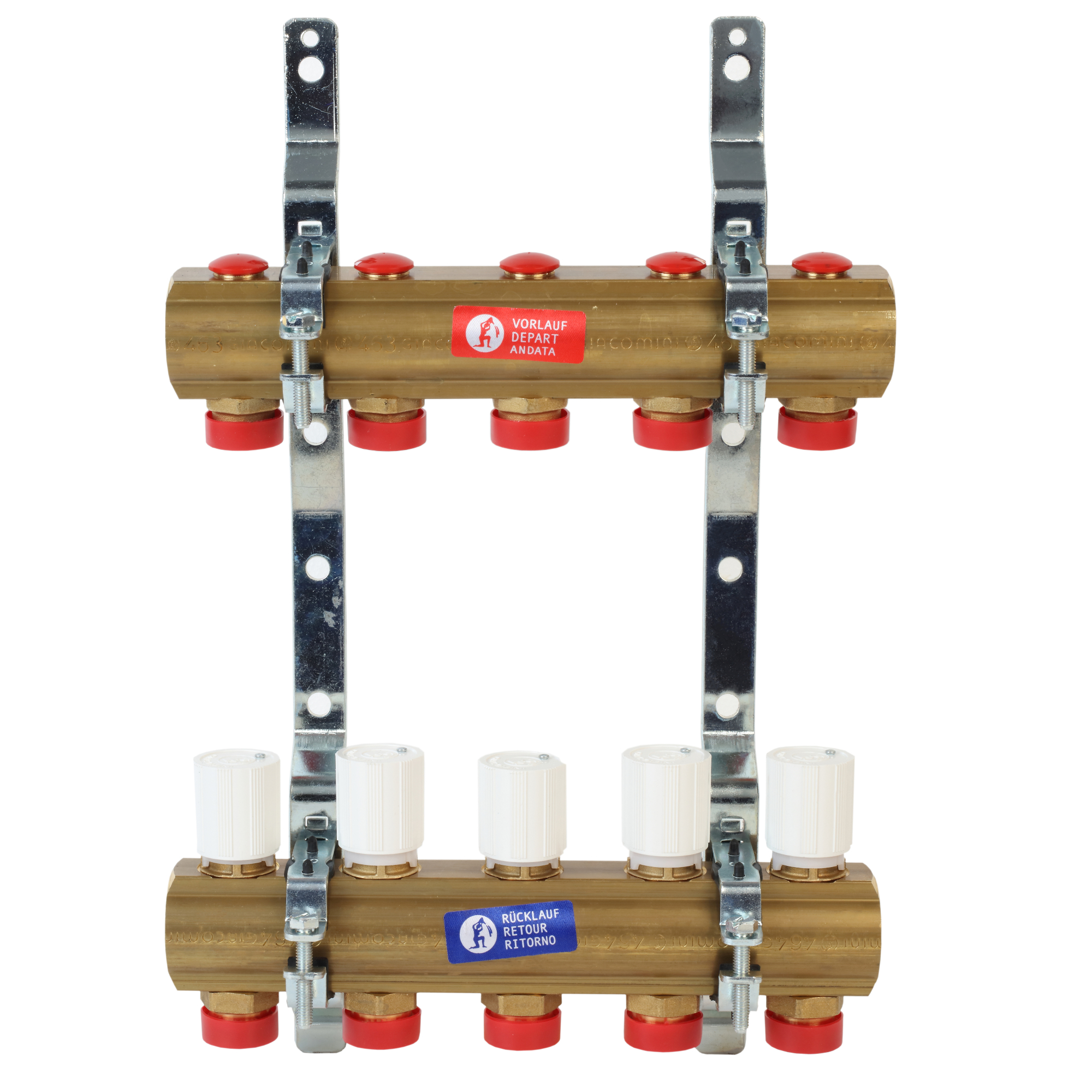Группа коллекторная латунь 1" ВР/ВР 12 вых 3/4" НР под евроконус R553D Giacomini R553ZY052 040-5023 Ду 1"х3/4" мм