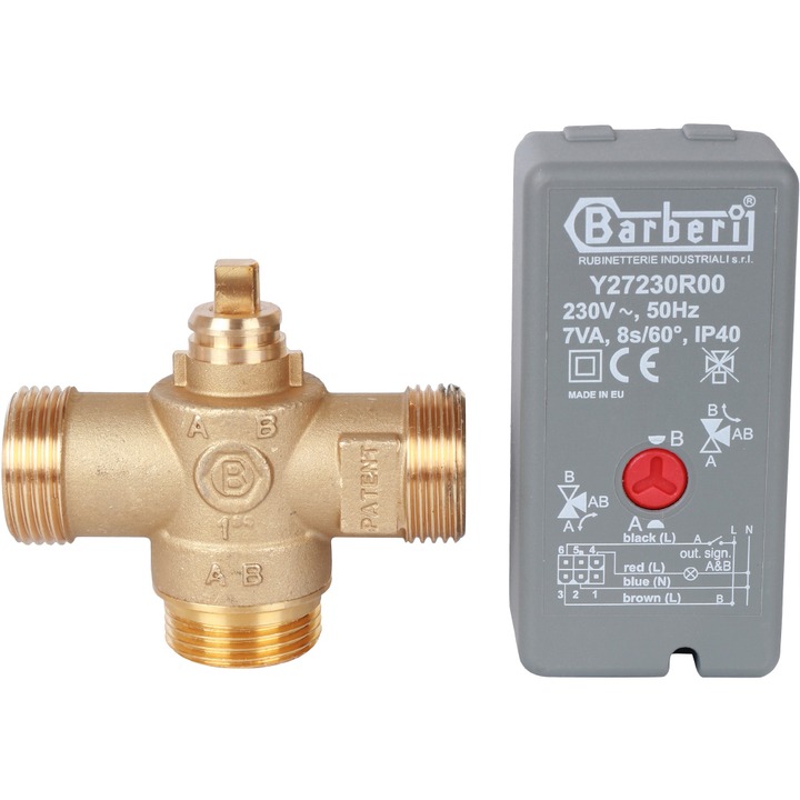 STOUT 3-Ходовой зональный клапан, сервопривод 230V, с кабелем 1м., НР 1" SVM-0110-164320 Ду 25 мм