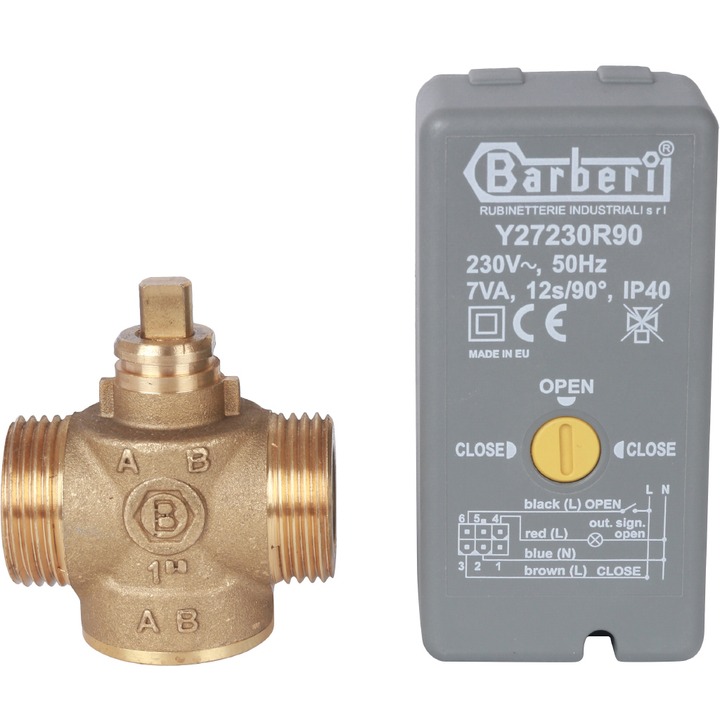 STOUT Компактный 2-Ходовой зональный клапан, сервопривод 230V, с кабелем 1м., НР 1" SVH-0004-000020 Ду 25 мм