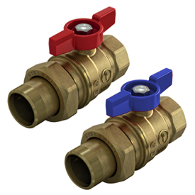 Комплект шаровых кранов латунь R859K Ду 25 Ру28 ВР/"американка" полнопроходной бабочка Giacomini R859KY007 Ду 25 мм