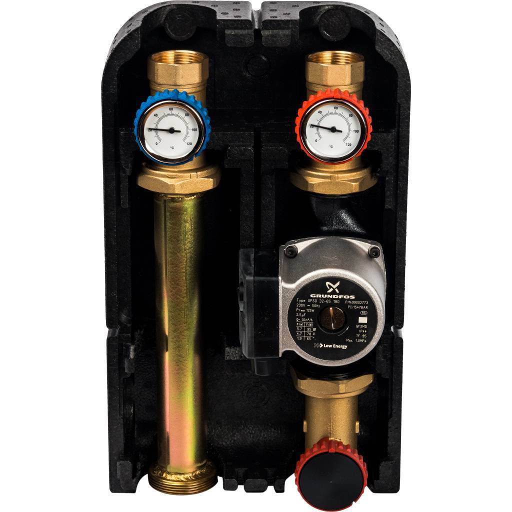 STOUT SDG-0001 Насосная группа с прямым контуром 1 1/4" с насосом Grundfos UPSO 32-65 в теплоизоляции DN 32 SDG-0001-003202