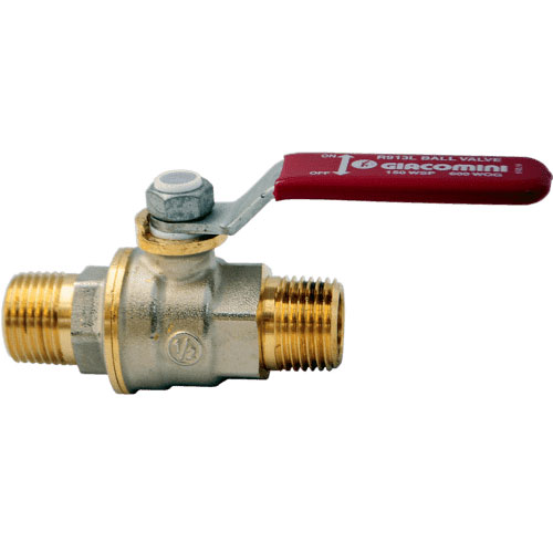 Кран шаровой латунь никель R913L Ду 32 Ру35 НР полнопроходной рычаг Giacomini R913LX026 Ду 32 мм