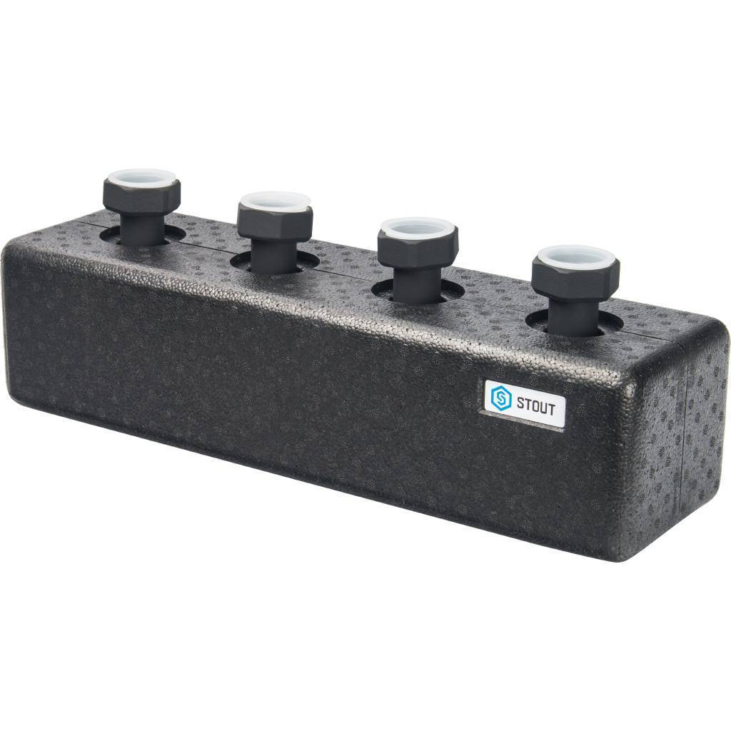 STOUT SDG-0016 Стальной распределительный коллектор 2 отопительных контура. В теплоизоляции DN 25 SDG-0016-004002