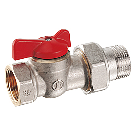 Кран шаровой латунь никель R603 Ду 20 Ру10 ВР/"американка" бабочка с отводом Giacomini R603X104 Ду 20 мм