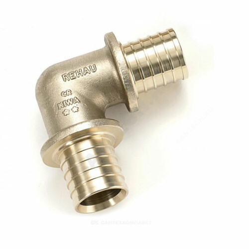 Угольник для PE-X латунь Дн 63х90гр RAUTITAN MX Rehau 11378731001 Ду 63 мм