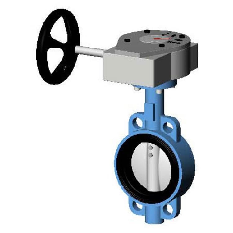 Затвор дисковый поворотный чугун VP4458-08EP Ду 200 Ру25 межфл с редуктором диск чугун манжета EPDM Tecofi VP4458-08EP0200 Ду 200 мм