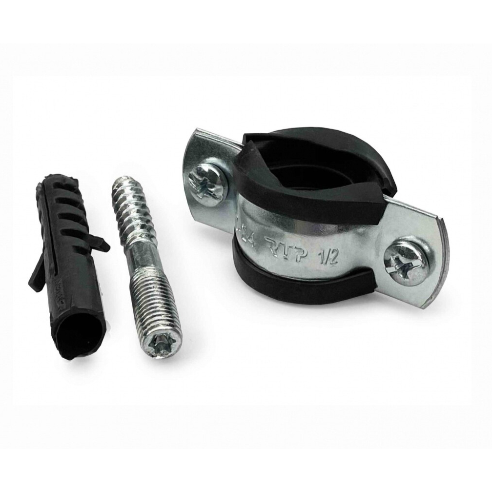 Хомут крепежный сталь оц Дн 105-115 (4") М10 в/к шпилька-шуруп, дюбель RTP (РосТурПласт) 29199 013-2930