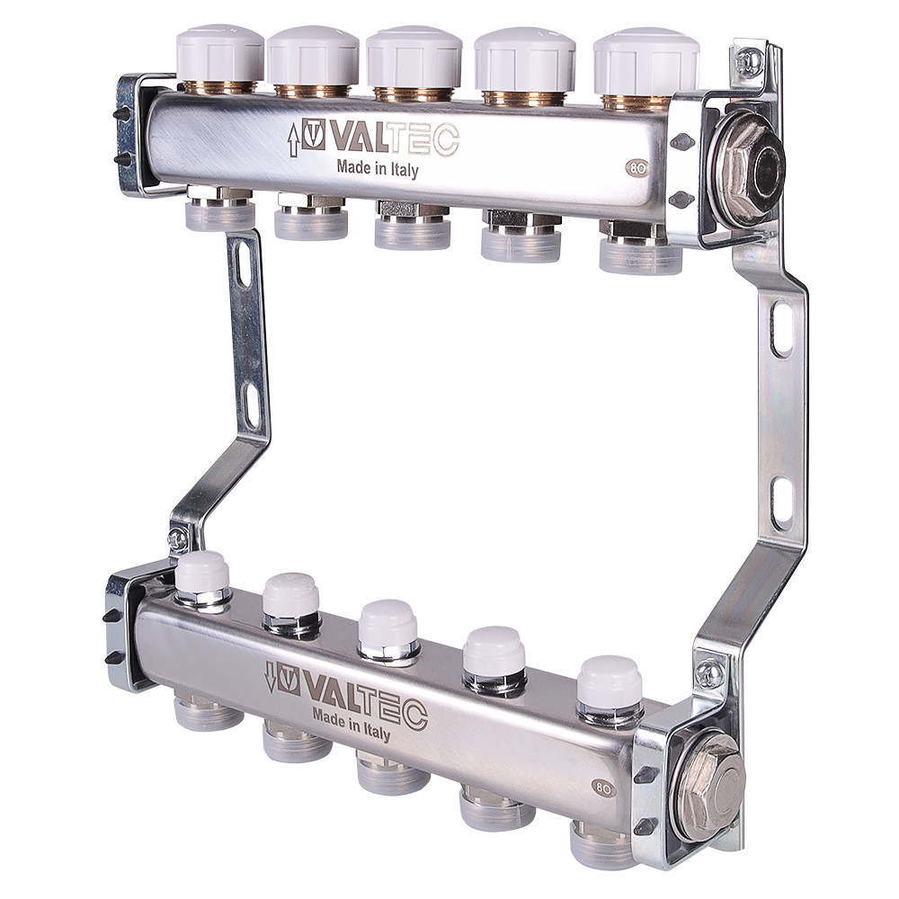Коллекторный блок из нержавеющей стали с регулирующими и балансировочными клапанами VALTEC VTc.582.EMNX.0607