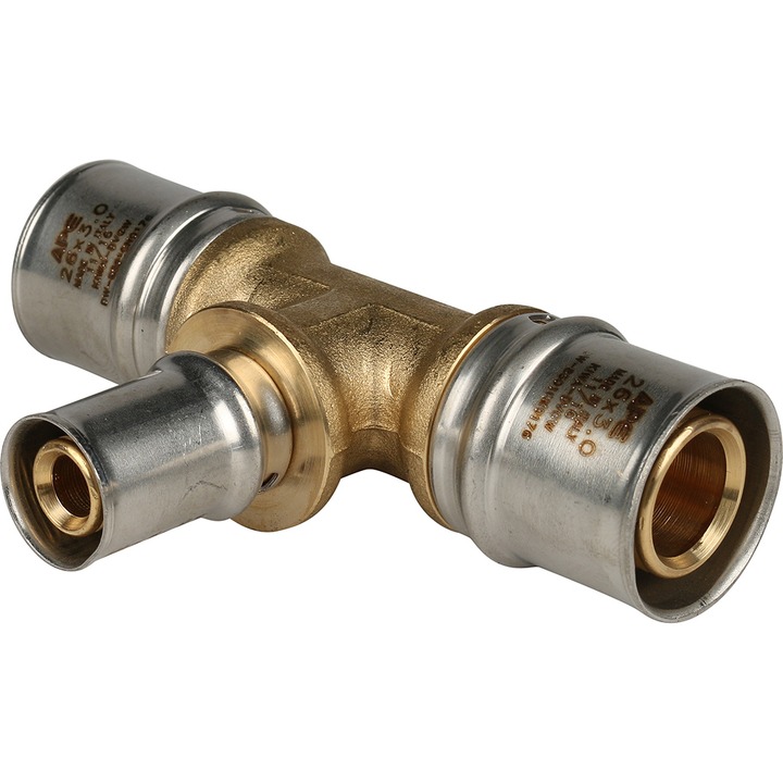 STOUT Тройник переходной 26х16х26 для металлопластиковых труб прессовой SPM-0001-101620