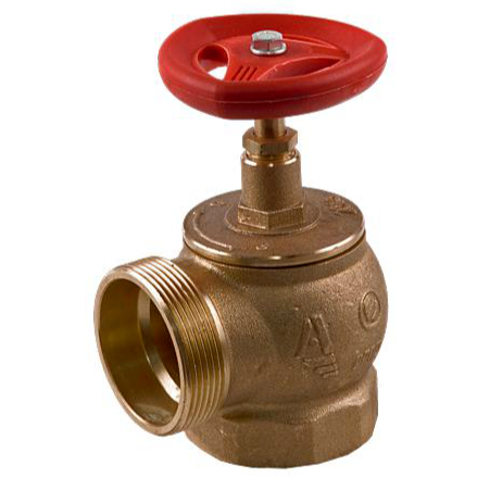 Клапан пожарный латунь угловой 90 гр КПЛМ 65-1 Ду 65 1,6 МПа муфта-цапка Апогей 110013 016-0237 Ду 65 мм