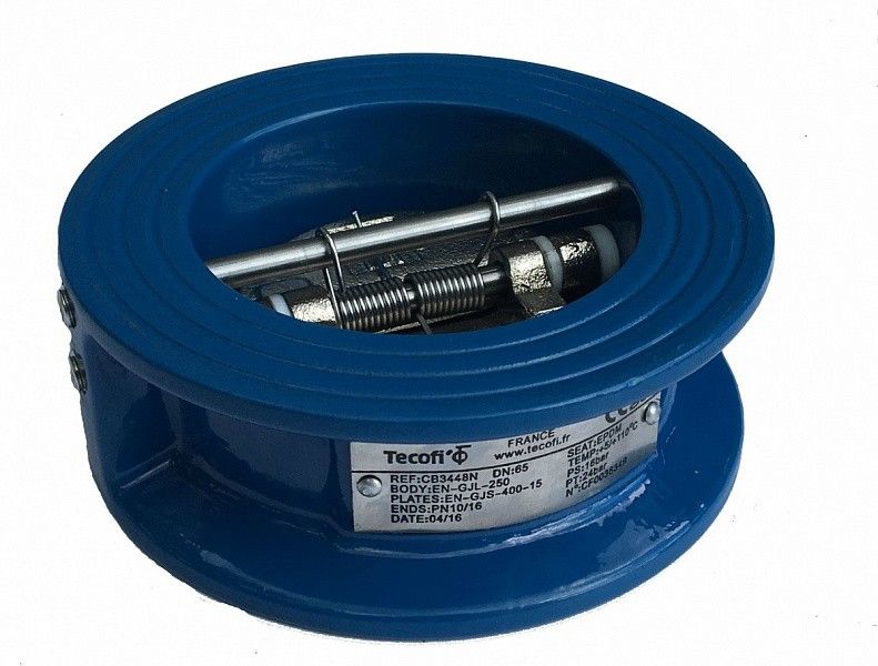 Клапан обратный чугун 2/створ CB3448N Ду 400 Ру16 Тмакс=110 оС межфл створки чугун Tecofi CB3448N-EP0400 Ду Ду 400 мм